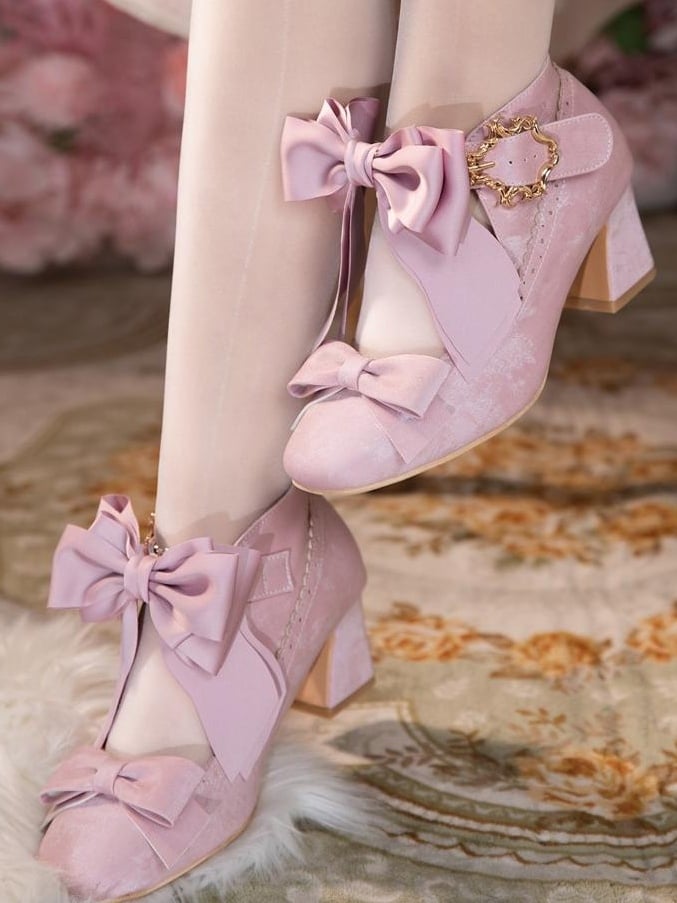 Bowknot High-heel Elegant in Shoes Lolita Details Pink
