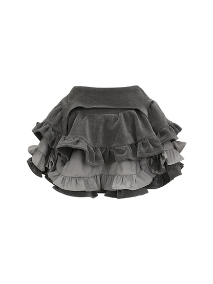 with Gray Hem Skirt Ruffle Tiered