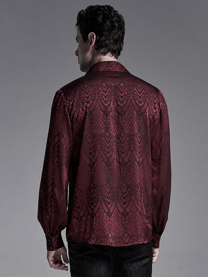 Men's Shirt Red Gothic Jacquard