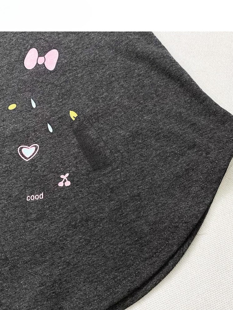 Letter Top Gray Print Kitty Glamorous Cami And Y2K