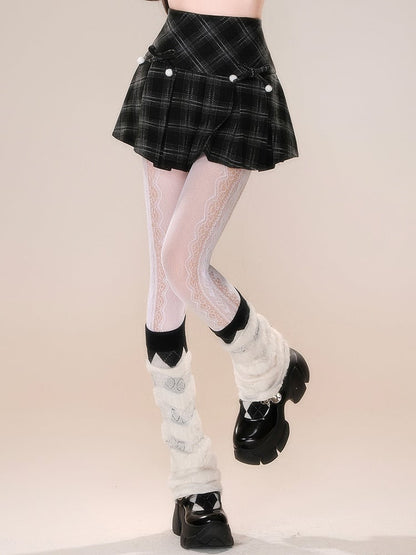 ブラックチェック柄取り外し可能な蝶結びスカート