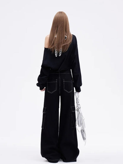 Tanktop mit Bindeband Schwarz-Weiß gestreift Glamorous