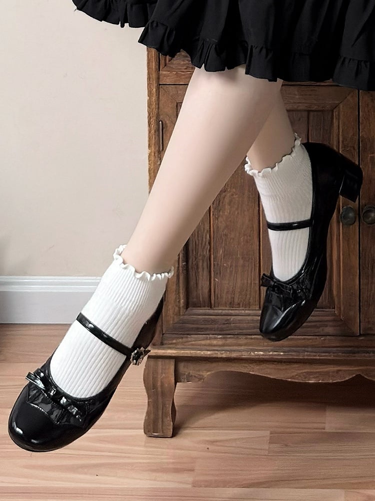 Design Spiderweb Janes Mary Top Black Gothic Bow at