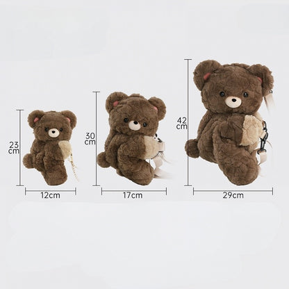 Brown Size Hat Red Bag Apple Bear Plush Backpack Backpack/Crossbody + Middle/Large Keychian