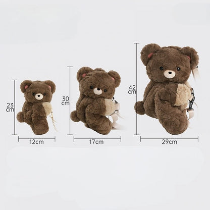 Bear Decorated Sailor Backpack/Crossbody Blue Middle/Large + Hat Plush Bowknot Collar Brown Bag Size