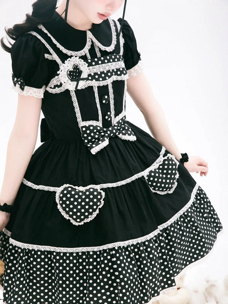 スクールコットンブラウス ロリータ オールド フラットスリーブ ラウンド ショート ブラックカラー