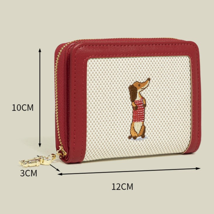 Embroidery Design Cute 4 with Purse Colors Coin Dog