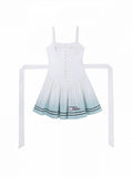 Sleeveless White and Blue Lolita Gown Featuring Self-Tie Detailing - Xiong Dou Jiang