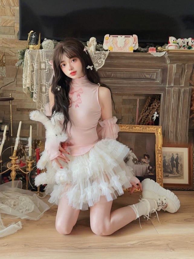 With Skirt Tiered Mini Tulle Shorts Lining White Puffy