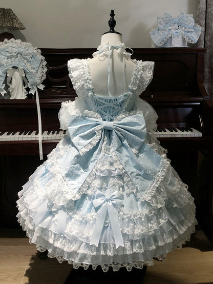 Blue Train Lolita Big / Bow Pink White
