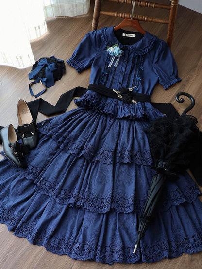 Elegant Multilayer Ruffled Floral Embroidery Skirt - Miss Point