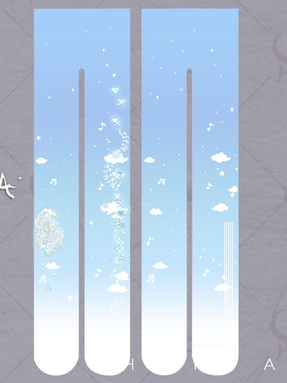 Süße Lolita-Strumpfhose mit blauem Stern, Mond und Wolke