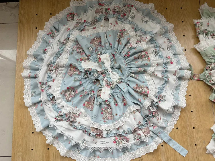 Overall Bunny Lolita Print Blue Sweet Skirt