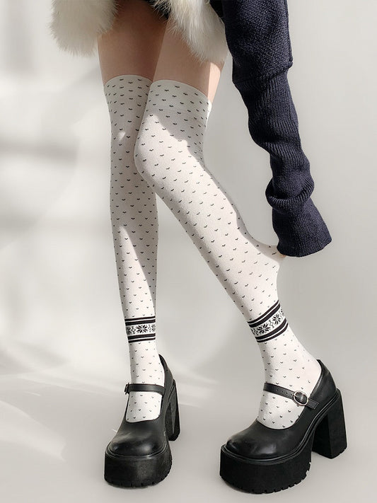 Heart Warm Over-the-Knee Pattern Stockings