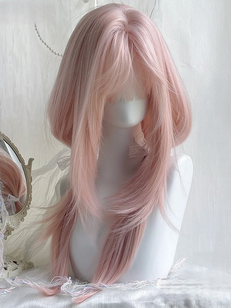 Pony Perücken Glatt 65cm Mit Langen Luft Rosa