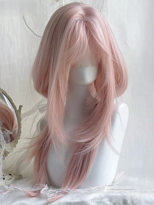 Bangs Wigs Straight 65cm With Long Air Pink