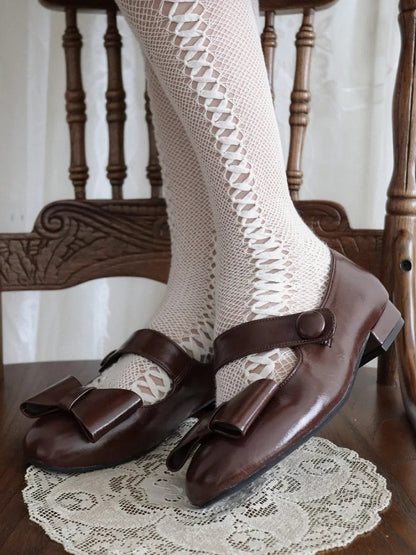 Slip-in Elegant Design Fit - Brown Shoes Adornment Low-heel Bowknot