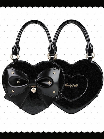 Sparkling Rhinestone Heart Handbag - Sheep Puff