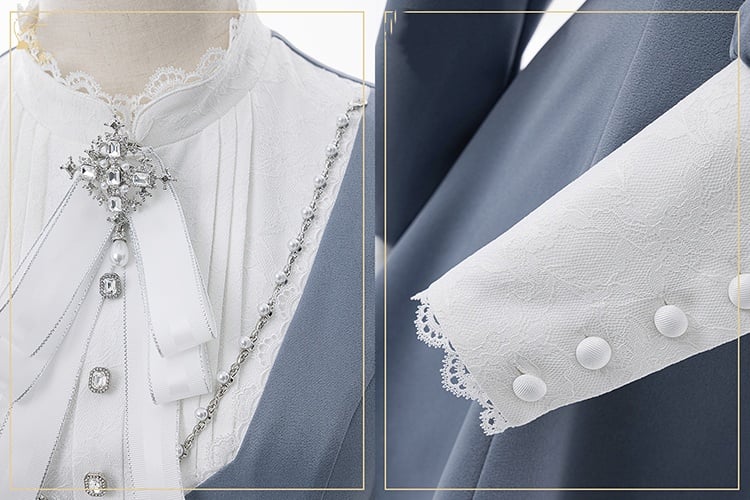 Style Sleeves Set: Blue Coord Light Kei Jirai Nun with Leg-of-Mutton Top