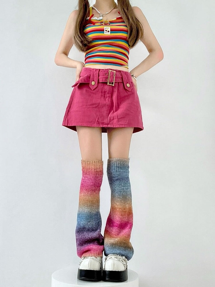 Gradient 2 Leg - Rainbow Knit Colors Warmers