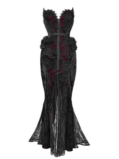 Goth Vampire V-neck Romantic Mermaid Dress Neckline Deep Sweetheart