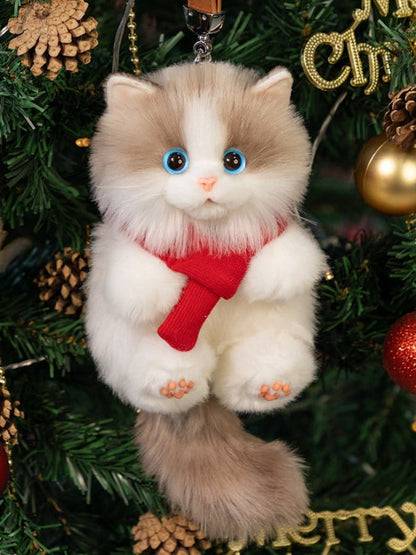 6 Cat Options Cute Plush Realistic Keychain
