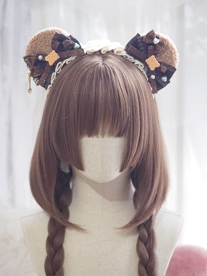 Schwarze/braune/hellblonde/weiß-blaue, hüftlange, glatte Perücke mit vollem Pony