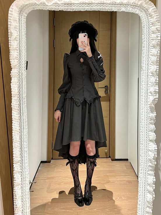 Long Shirt Sleeves Lolita Dark Gray Gothic