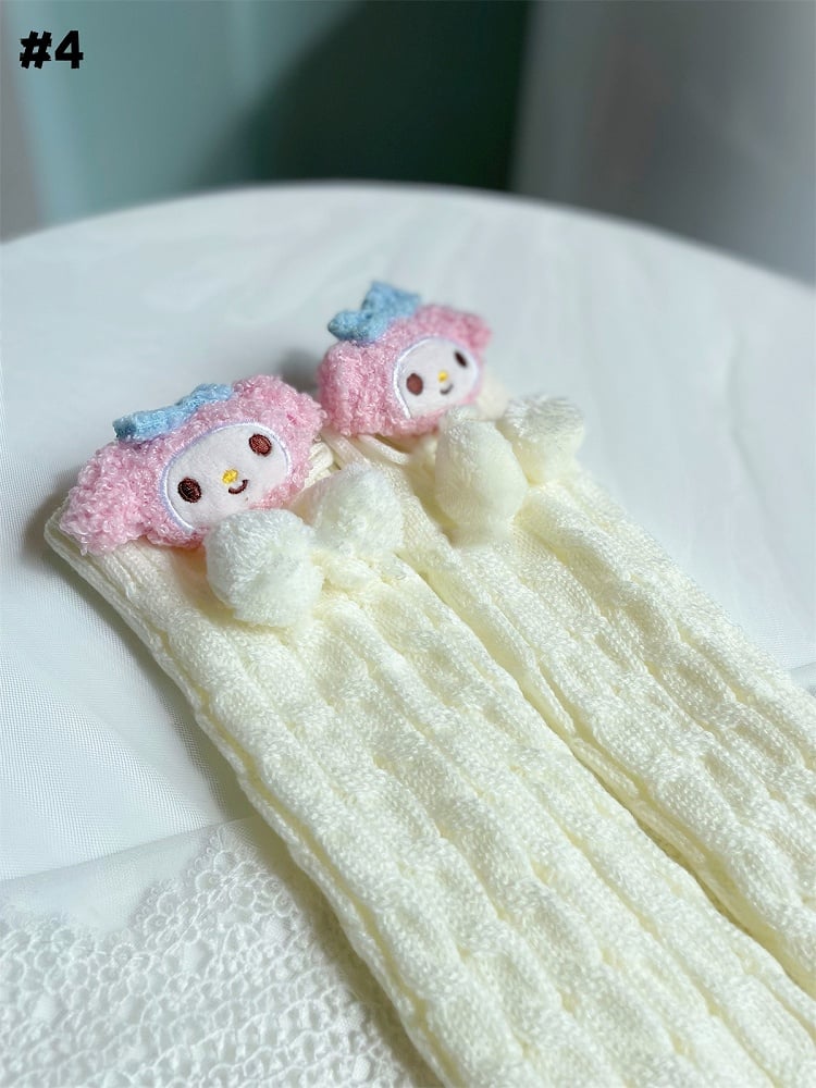 Weiße süße Lolita-Strick-Beinwärmer