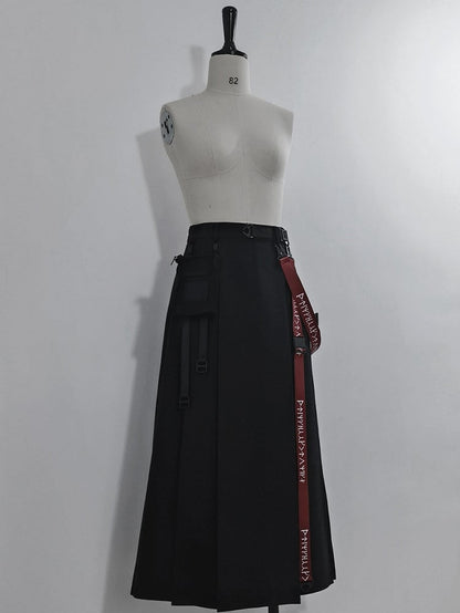 und schwarzer Taillen-Cargo-Träger-Taschenrock hoch mit Schlitz