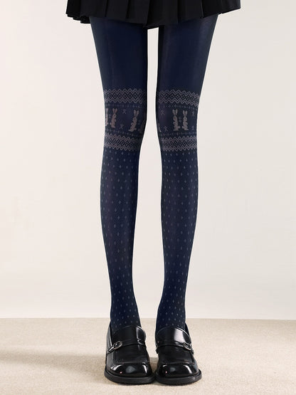 Bunny Print Colors Geometric 4 and Tights