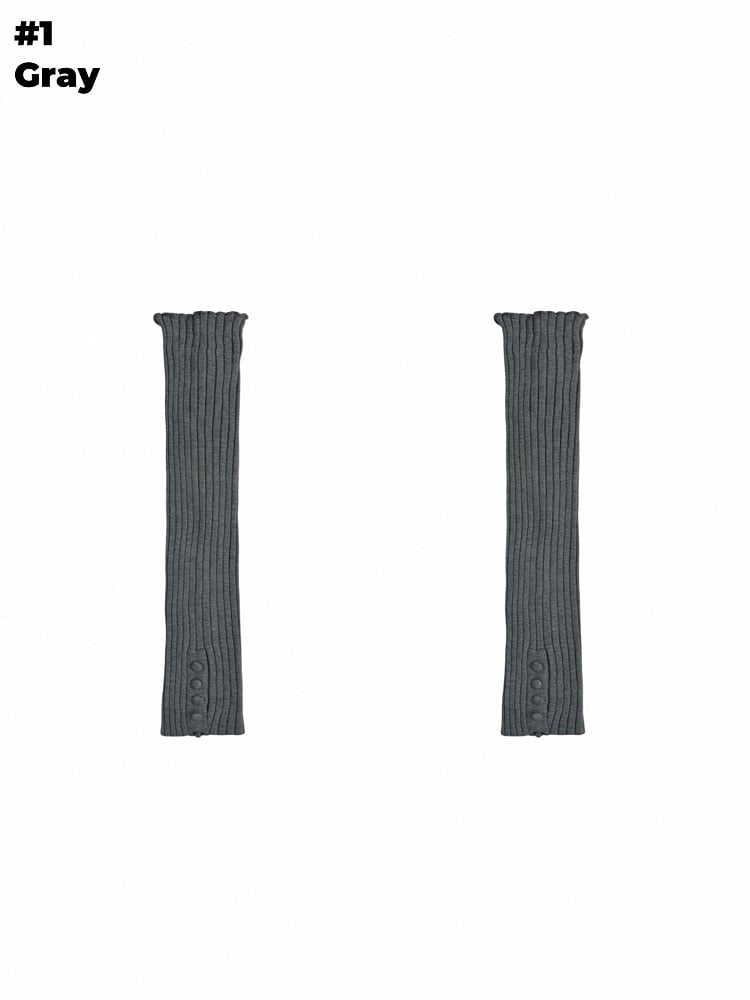 Beinwärmer mit selbstbindenden Trägern in Grau/Beige/Braun/Schwarz