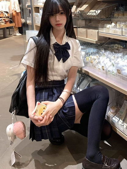 Short Style Preppy JK Shirt Uniform White Sleeves