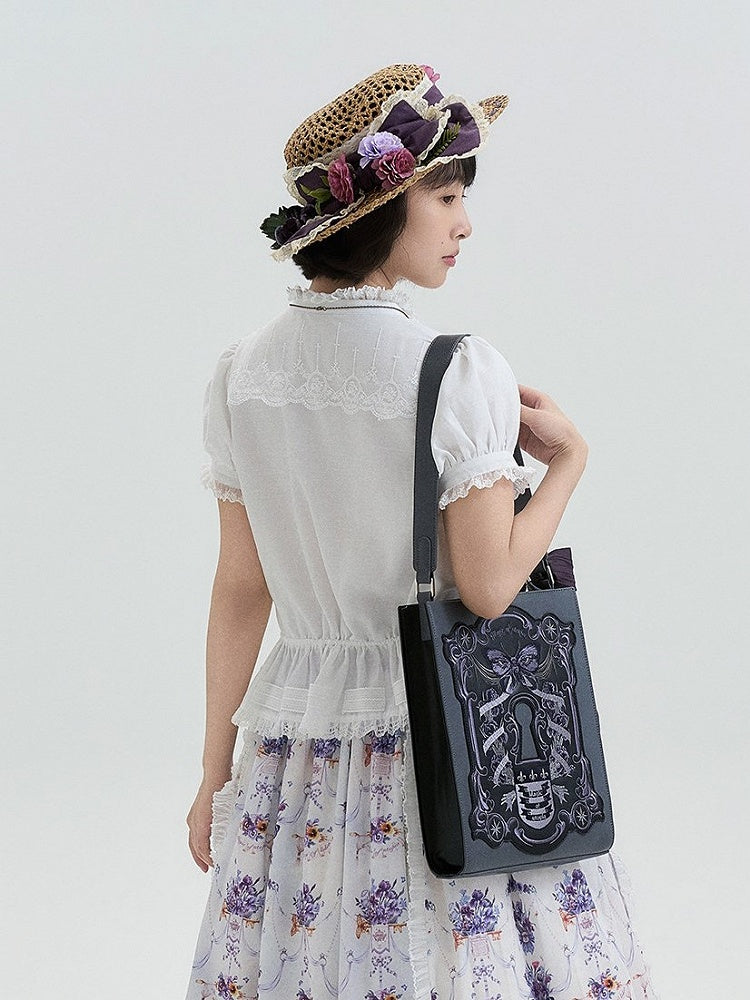 White Single-Sided Ruffles Elegant Lolita Blouse with Drawstring Belt