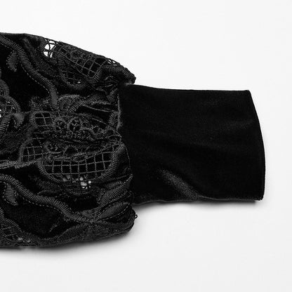 Shirt Retro Black Embroidered Velvet