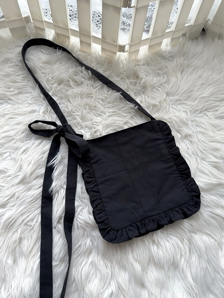 Black / White / Blue / Red Ruffle Crossbody Bag - Blossom Herald