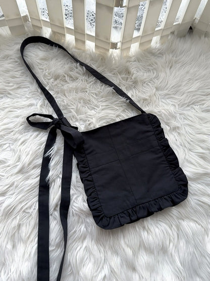 Black / White / Blue / Red Ruffle Crossbody Bag - Blossom Herald