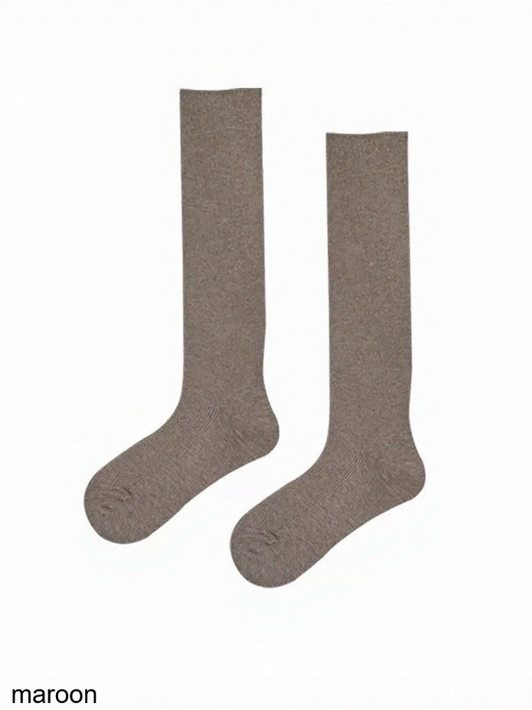 Solid Ribbed Calf Socks - ModaSwings
