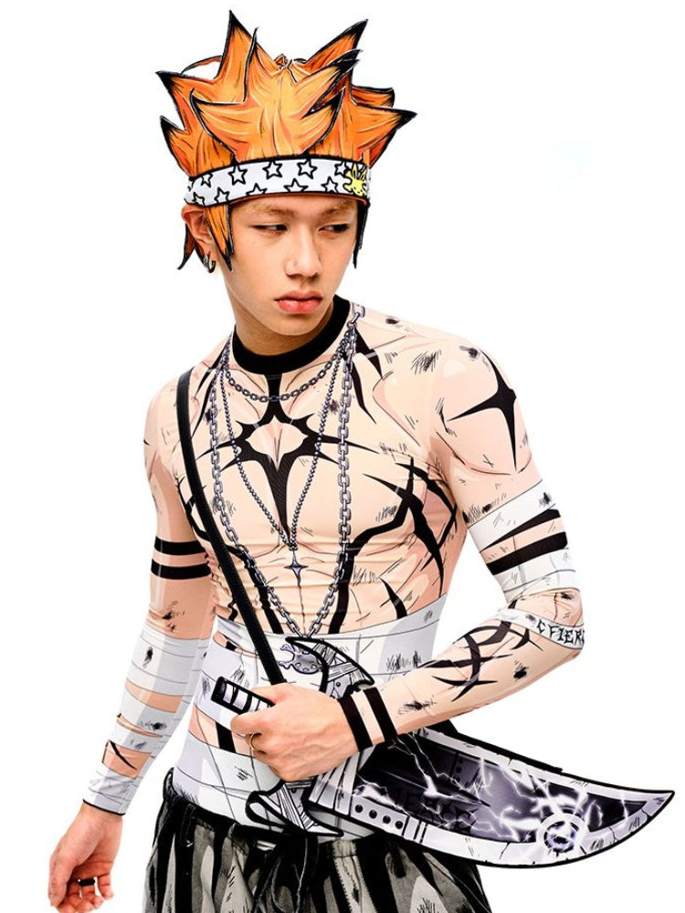 Gray Cartoon Lightning Knife-Shaped Crossbody