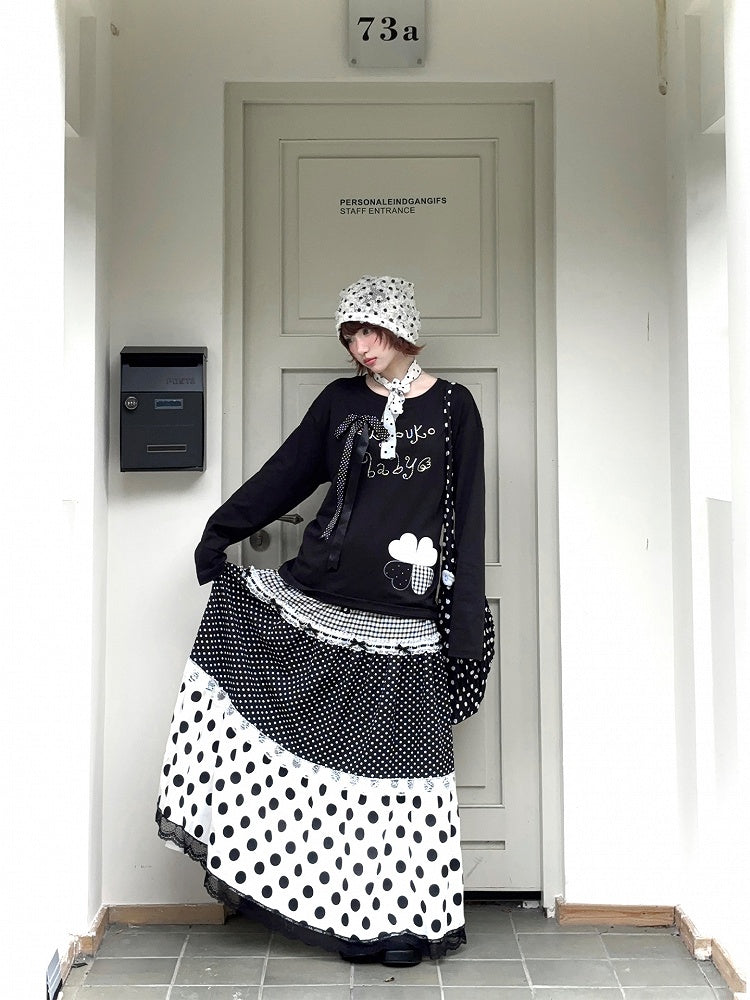 Top with Ribbon Bow Rhinestone Applique Embroidered Black Detachable and Clover