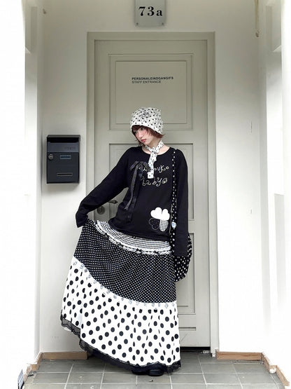 Top with Ribbon Bow Rhinestone Applique Embroidered Black Detachable and Clover