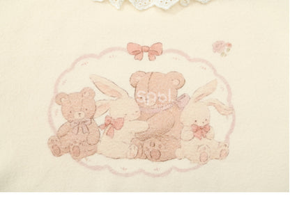Apricot Bunny und Teddybär Langarm Top gerüscht
