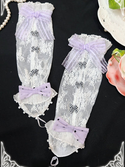 Pink / Purple Blue Cuffs Wrist Lolita White