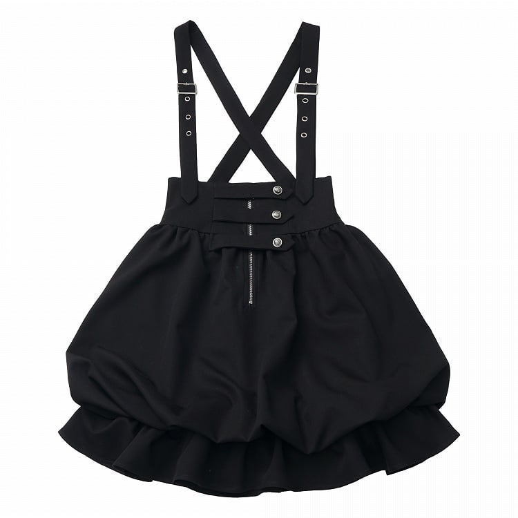 with Black Overall Strap Adjustable Bubble Skirt