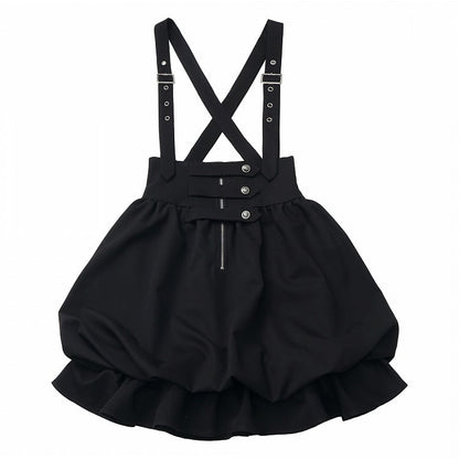 with Black Overall Strap Adjustable Bubble Skirt