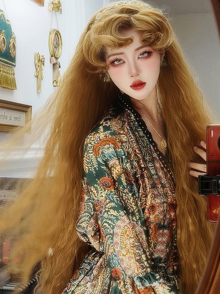 テイルズ ラプンツェル風 ブロンド姫 ロリータ ロング カーリー 合成ウィッグ