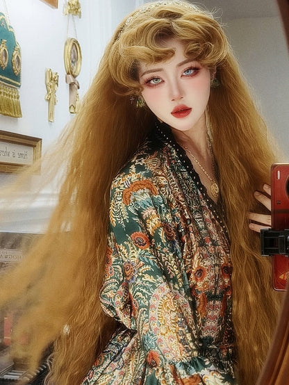 テイルズ ラプンツェル風 ブロンド姫 ロリータ ロング カーリー 合成ウィッグ