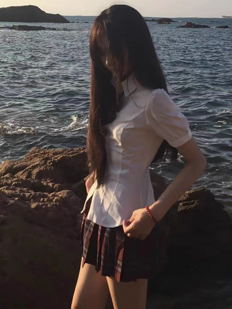 Puff Uniform Self-tie Design White At Back JK Shirt Sleeves