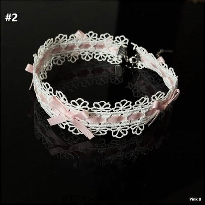 4 Black/Pink Bow Choker Lace Options