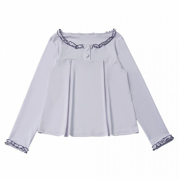 Dusty Purple Long Sleeve Blouse Ruffle Details - PINK SAVIOR